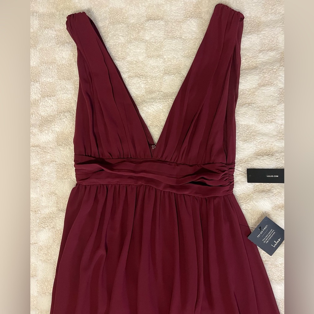 Lulus Heavenly Hues Burgundy Maxi Dress • Large - Picture 2 of 16
